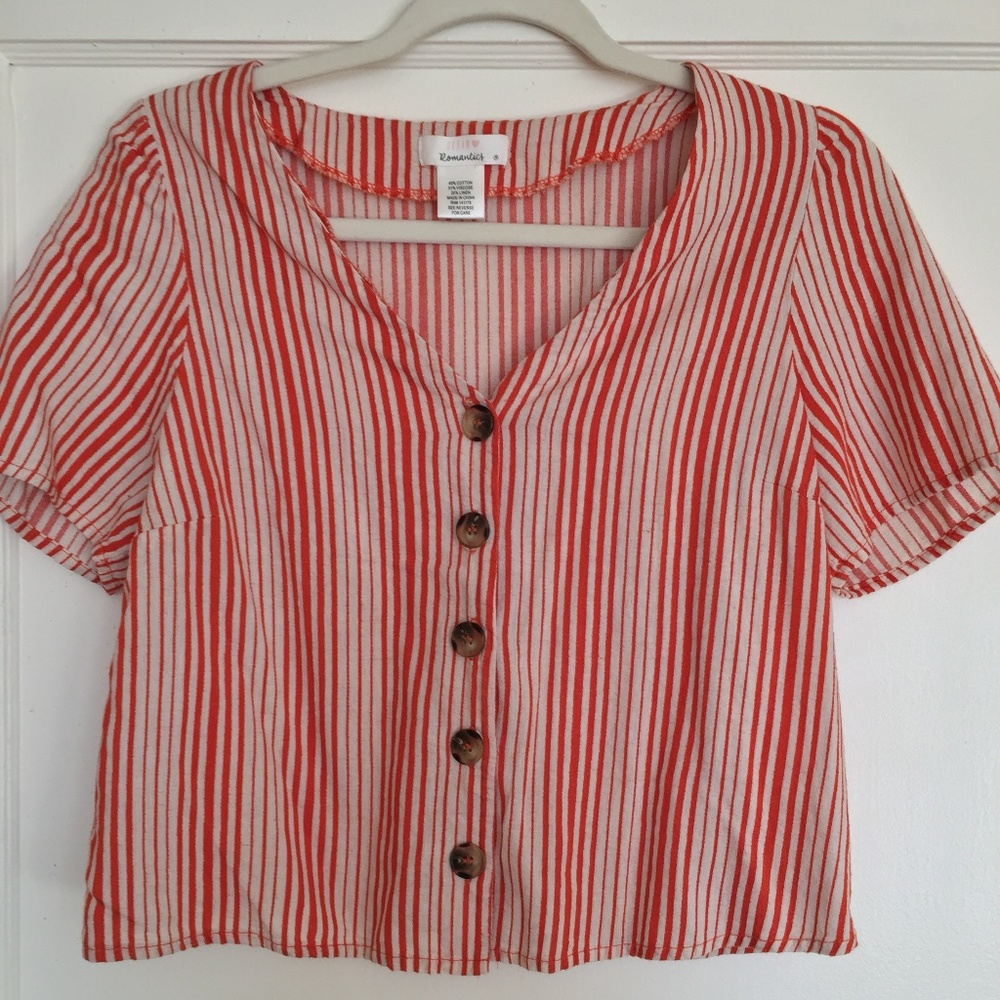 Stripped Button Down Crop Top